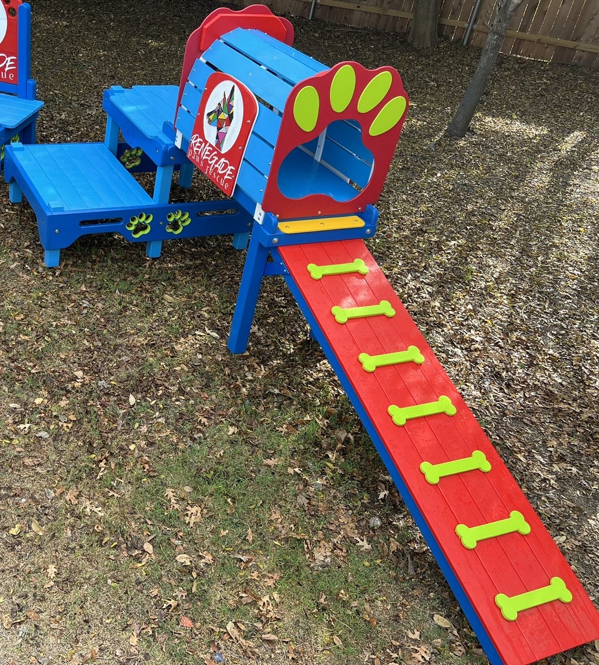 Platform – 2 Level w/ Tunnel & Ramp | Yellow Outdoor Dog Playground Equipment - Image 4
